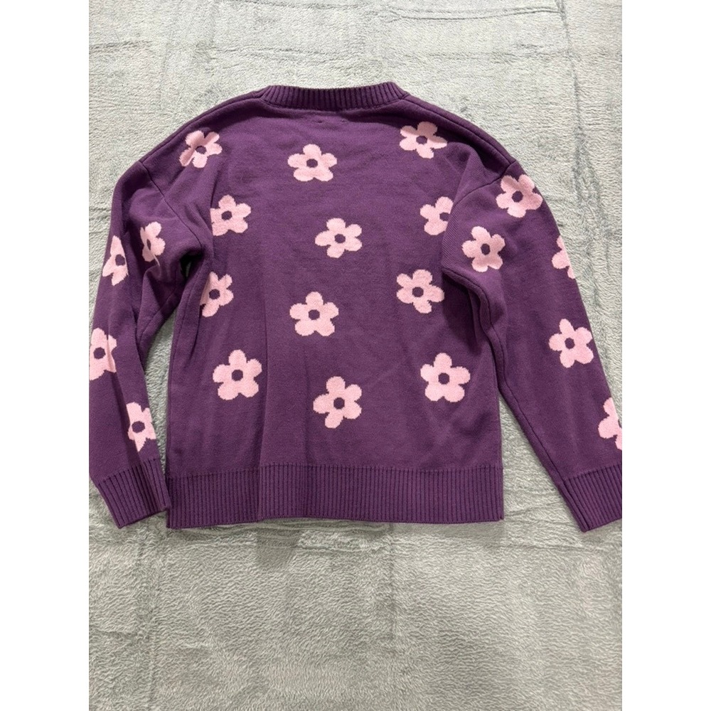Berkley Jensen Sweater Women Small Floral Crewneck Purple Pink Knit - Picture 9 of 9